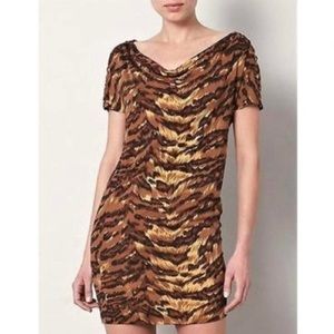 Diane Von Furstenberg Brown Silk Animal Print Mini Dress Size 4 US